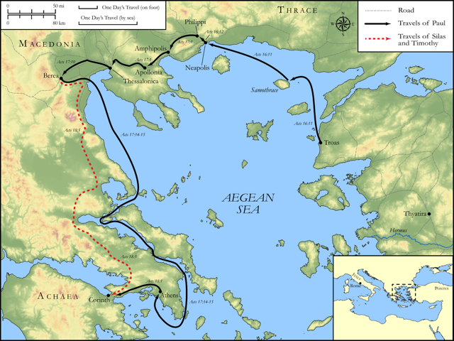 Bible map: Acts 16-18 — The Second Journey