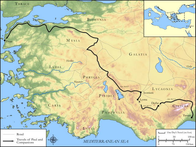Bible map: Acts 16 — To Philippi