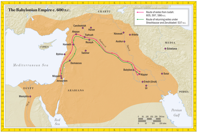 Bible map: The Babylonian Empire (c. 600 BC)
