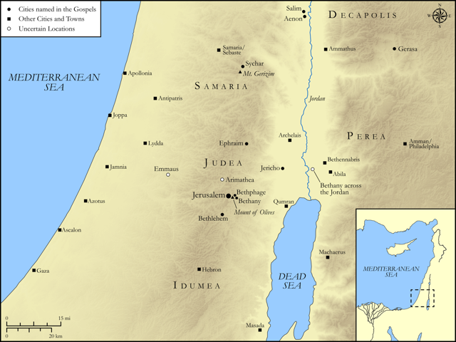 Bible map: Christ in Judea