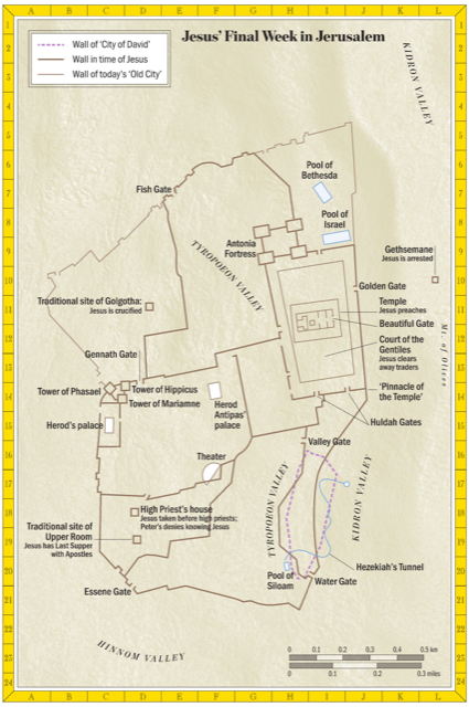 Bible map: Jesus' Final Week in Jerusalem