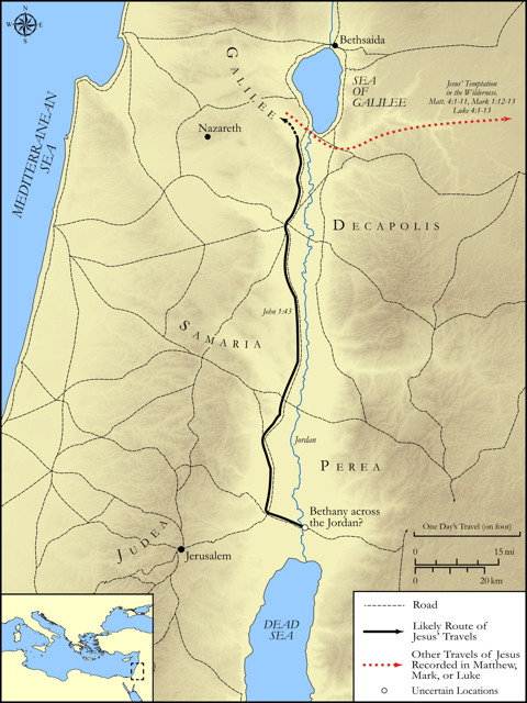Bible map: John 1 — Bethany Beyond the Jordan