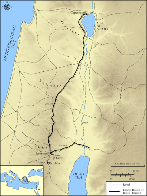 Bible map: John 7-10 — Jesus at the Feasts