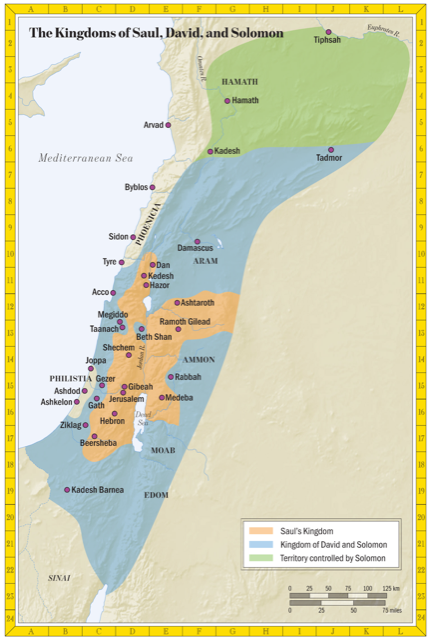 Bible map: The Kingdoms of Saul, David and Solomon