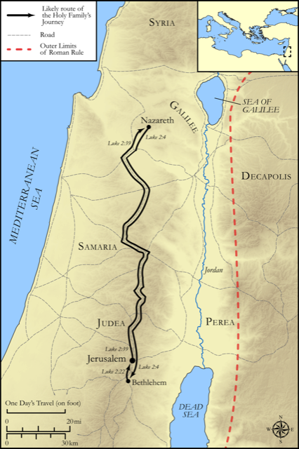 Bible map: Luke 2 — The Journey to Bethlehem
