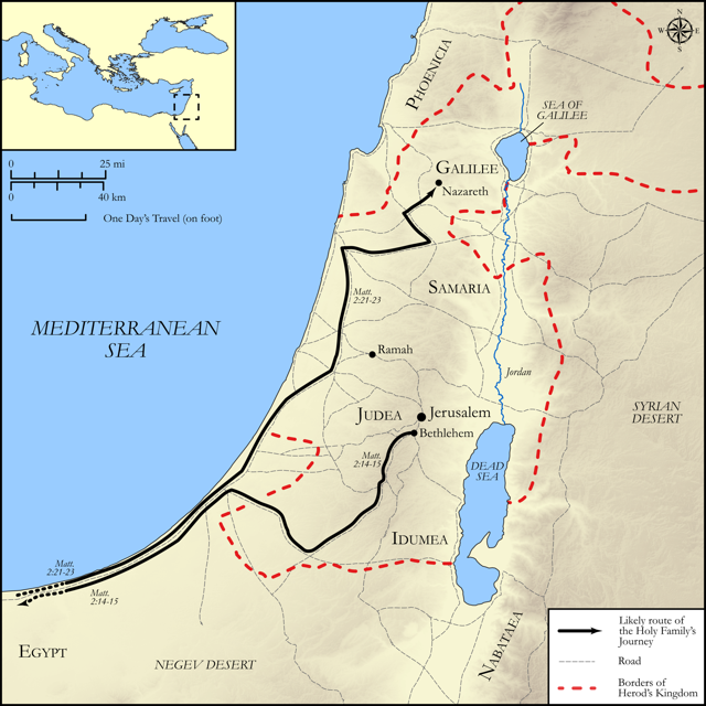 Bible map: Matthew 2 — The Flight to Egypt