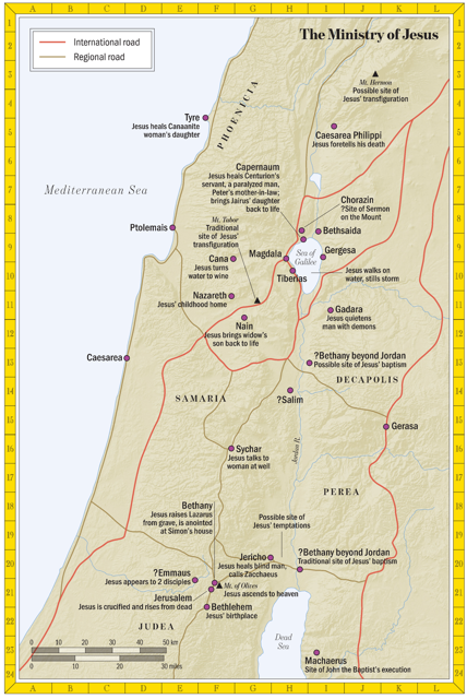 Bible map: The Ministry of Jesus