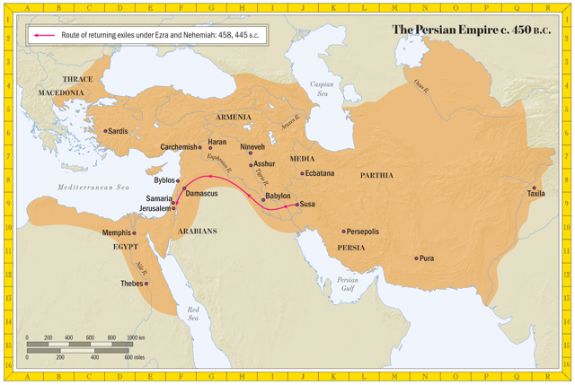 Bible map: The Persian Empire (c. 450 BC)