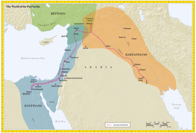 Bible map: The World of the Patriarchs