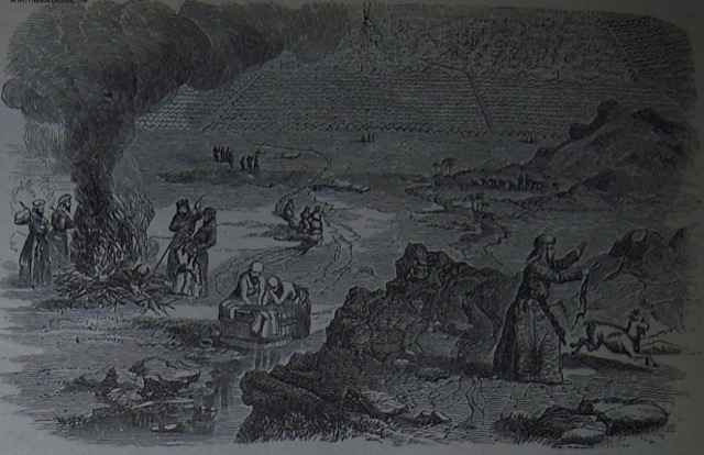 Engraving of the scapegoat driven into the wilderness